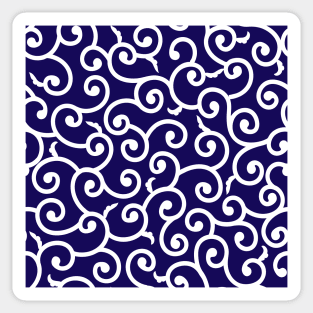 Blue Batik Swirl Ferns Sticker